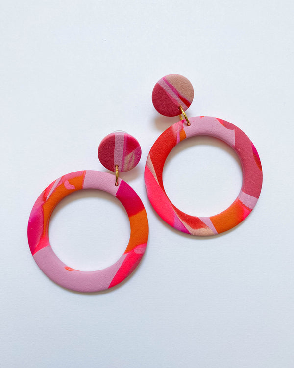 Hoop // Barbie Core Print Earrings