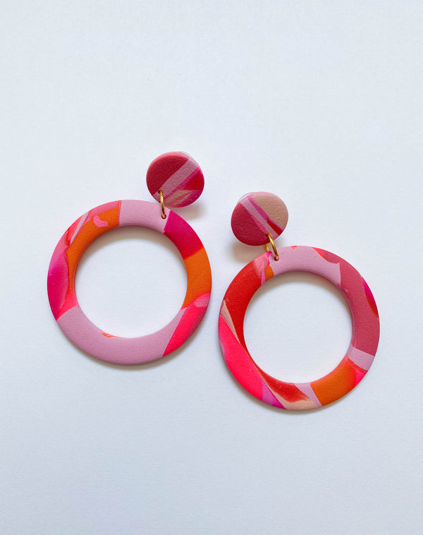 Hoop // Barbie Core Print Earrings