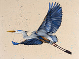 Blue Heron on Blue Rain