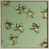 Green Sea Turtles On Green Glittering Beach