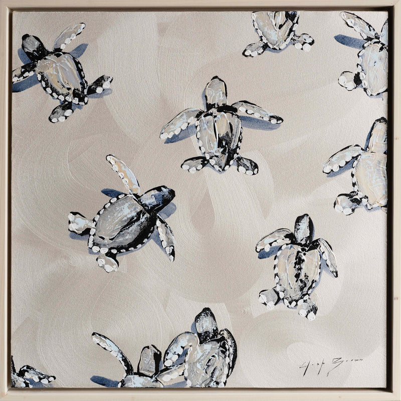 Sea Turtles On Silver Swirls