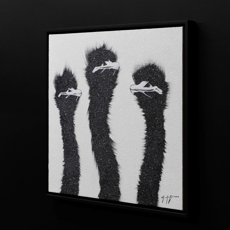 Three Sparkling White Ostrich
