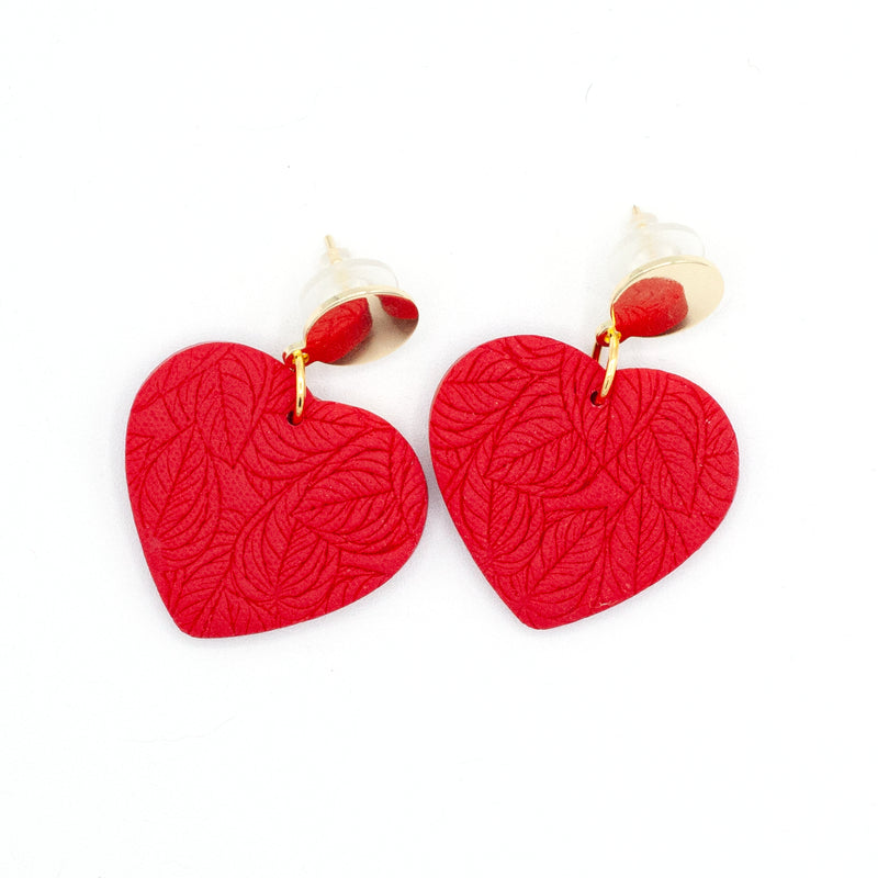 Textured Petite Heart Earrings