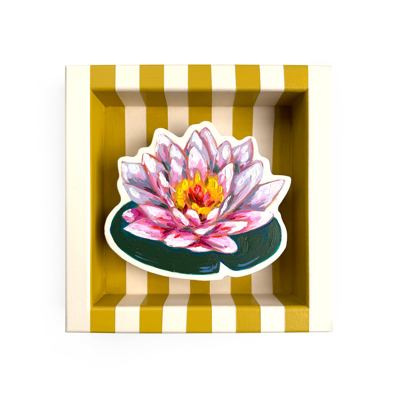 Water Lily on Cream and Olive Yellow