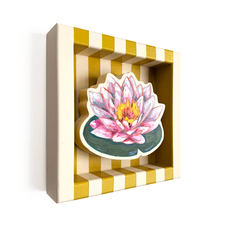 Water Lily on Cream and Olive Yellow