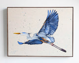 Blue Heron on Blue Rain