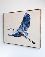 Blue Heron on Blue Rain