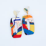 Brass Rectangle // Winter Circus Earrings