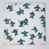 Green And Teal Sea Turtles Off White Splash