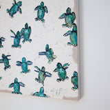 Green And Teal Sea Turtles Off White Splash